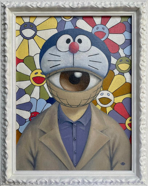 Ksenia Yarosh, Eyes on art-Takashi Murakami, Acrilico su tela con cornice, 24x18 cm (28,5x22,5 cm con cornice)