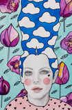 Giulia Caruso, Poppy Pink, colori ad acqua e marker su carta,  29,7x 42 cm