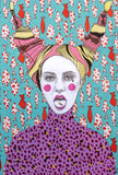 Giulia Caruso, Ornella, colori ad acqua e marker su carta,  100x 80 cm