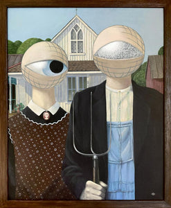 Ksenia Yarosh, Eyes on art-American Gothic, Acrilico su tela con cornice, 56x46 cm (con cornice)
