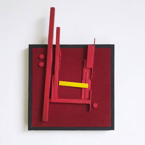 Andrea Balzano, Astratto, Acrilico, stoffa e legno riciclato su tela, 46x64 cm