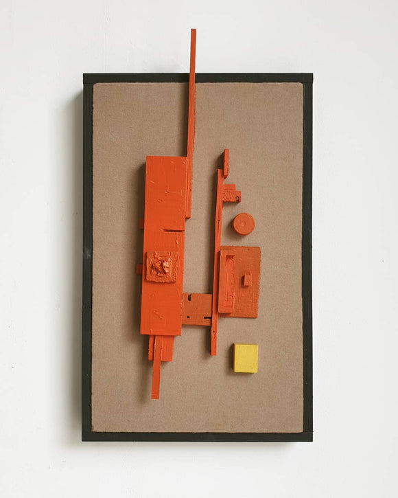 Andrea Balzano, Astratto, Acrilico, stoffa e legno riciclato su tela, 33x58 cm