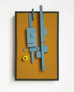 Andrea Balzano, Astratto, Acrilico, stoffa e legno riciclato su tela, 33x56 cm