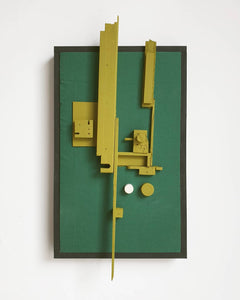 Andrea Balzano, Astratto, Acrilico, stoffa e legno riciclato su tela, 33x62 cm
