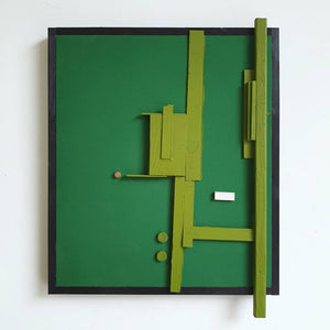 Andrea Balzano, Astratto, Acrilico, stoffa e legno riciclato su tela, 71x55 cm