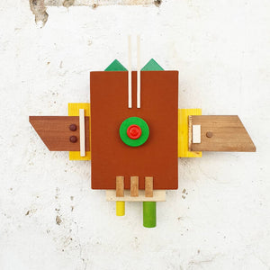 Andrea Balzano, Scultura geometrica astratta, Acrilico e componenti in legno riciclato, 50x50 cm