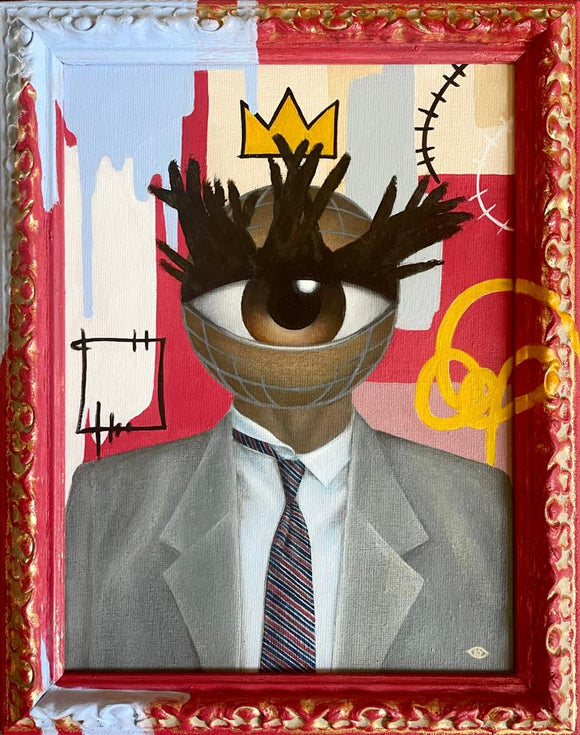 Ksenia Yarosh, Eyes on art-Basquiat, Acrilico su tela con cornice, 24x18 cm (28,5x22,5 cm con cornice)