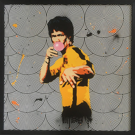 Giorgio Mussati, Bruce Lee Popping, Bombolette spray  su legno, 100x100 cm