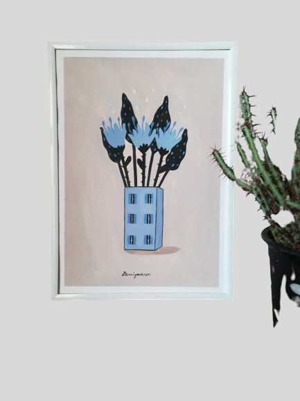 Danipas, Vaso con fiori, Guazzo, 29,7x21 cm