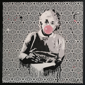 Giorgio Mussati, Albert Einstein Popping, Bombolette spray  su legno, 100x100 cm