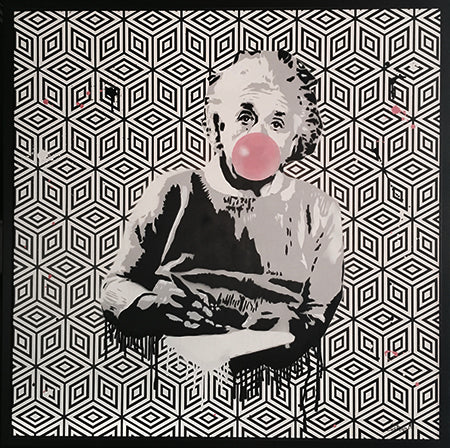 Giorgio Mussati, Albert Einstein Popping, Bombolette spray  su legno, 100x100 cm