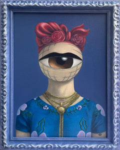 Ksenia Yarosh, Eyes on art-Frida Kahlo 2, Acrilico su tela con cornice, 24x18 cm (28,5x22,5 cm con cornice)