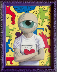 Ksenia Yarosh, Eyes on art-Kath Haring, Acrilico su tela con cornice, 24x18 cm (28,5x22,5 cm con cornice)