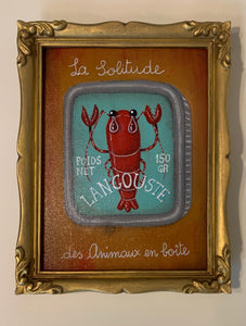 Le Moschine, Langouste dalla serie La Solitudine degli animali in scatola, pittura acrilica su cartone telato, 21x15 cm
