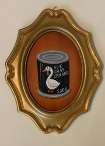 Le Moschine, Foie Gras dalla serie La Solitudine degli animali in scatola, pittura acrilica su cartone telato, 18x13 cm
