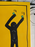 Blvckjep, “Sto facendo Y.M.C.A. con i soldi nelle mani”, acrilico, spray e inchiostro su canva, 50x70 cm