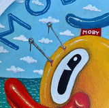 Le Moschine, Moby Duck, pittura acrilica e tecnica mista su cartone telato, 30x30 cm (con cornice)