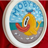 Le Moschine, Moby Duck, pittura acrilica e tecnica mista su cartone telato, 30x30 cm (con cornice)