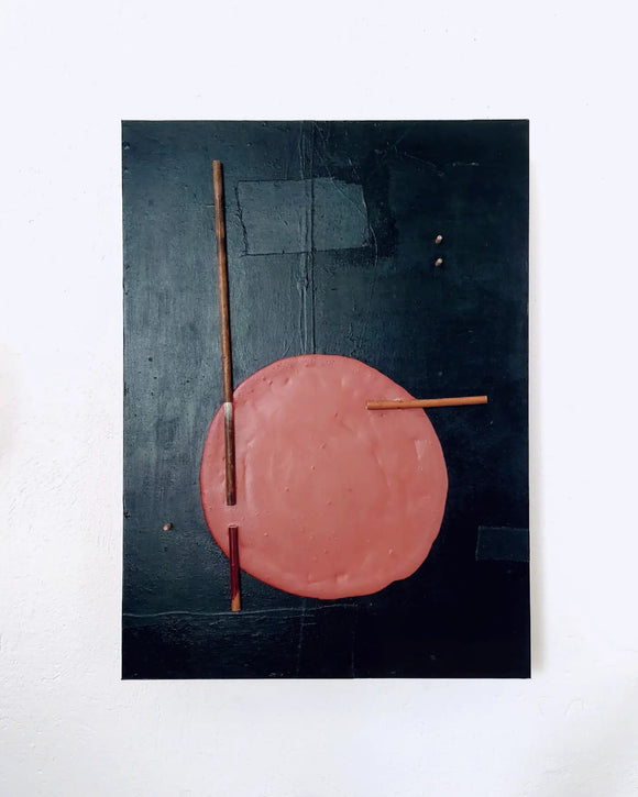 Andrea Balzano, Japan Black , Acrilico, legno e materiali di riciclo, 71x98 cm