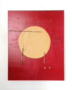 Andrea Balzano, Japan Red , Acrilico, legno e materiali di riciclo, 105x131 cm