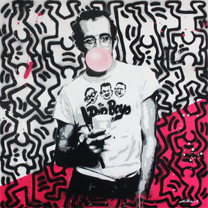 Giorgio Mussati, Keith Haring Popping, Bombolette spray  su legno, 105x108 cm