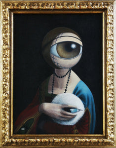 Ksenia Yarosh, La Dama con l'ermellino, Acrilico su tela con cornice, 24x18 cm (28,5x22,5 cm con cornice)