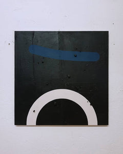 Andrea Balzano, Accento blu , Acrilico, legno e materiali di riciclo, 90x90 cm