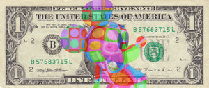 Emi, Mickey President, Acrilico e stampa su Dollaro USA - 1$, 15,6x4,6 cm