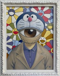 Ksenia Yarosh, Eyes on art-Takashi Murakami, Acrilico su tela con cornice, 24x18 cm (28,5x22,5 cm con cornice)