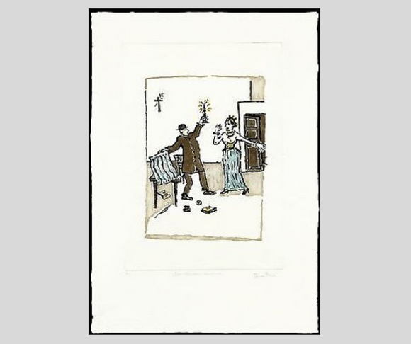 Orfeo Tamburi, Don Abbondio con Lucia, serigrafia, 50x35 cm
