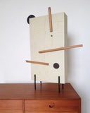 Andrea Balzano, Scultura geometrica astratta, Acrilico e componenti in legno, metallo e materiale di riciclo, 62x90x14 cm