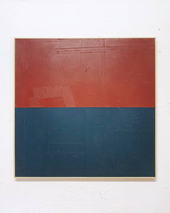 Andrea Balzano, Astratto Rosso e blu , Acrilico, legno e materiali di riciclo, 122x124 cm