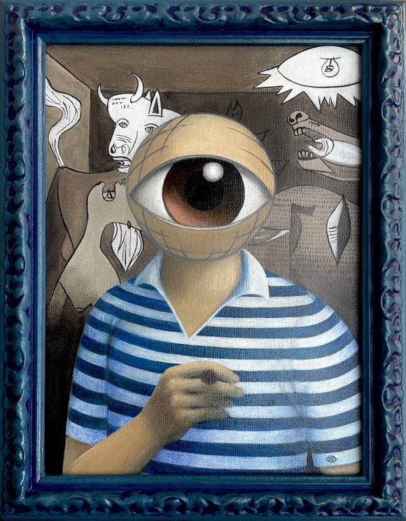 Ksenia Yarosh, Eyes on art-Pablo Picasso, Acrilico su tela con cornice, 24x18 cm (28,5x22,5 cm con cornice)