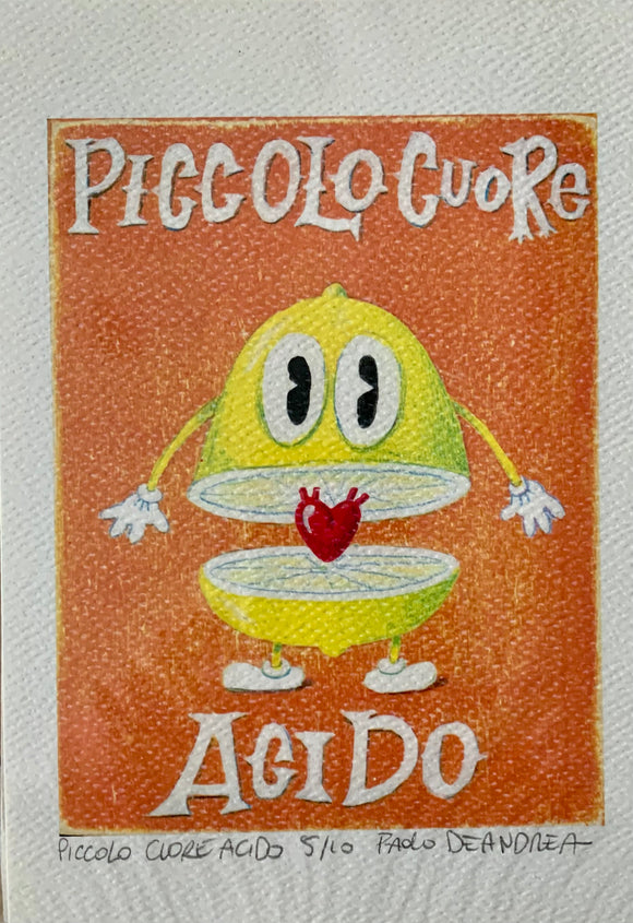 Le Moschine, Piccolo Cuore Acido, Grafica fine Art, 15x21 cm