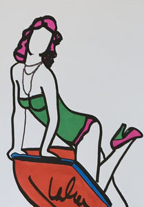 Marco Lodola, Pin Up su motoscafo, disegno, 30x42 cm