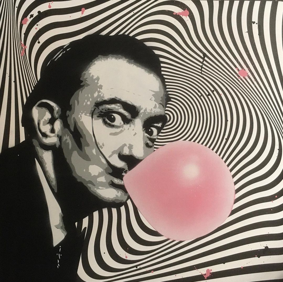 Giorgio Mussati, Salvador Dalì Popping, Bombolette spray  su legno, 100x100 cm