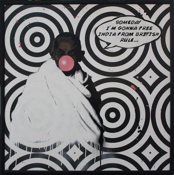 Giorgio Mussati, Gandhi Popping, Bombolette spray  su legno, 100x100 cm