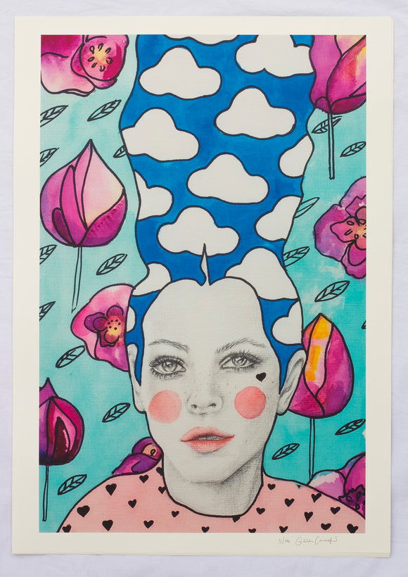 Giulia Caruso, Poppy Pink, Grafica Fine Art su carta 320 gr,  50x 70 cm